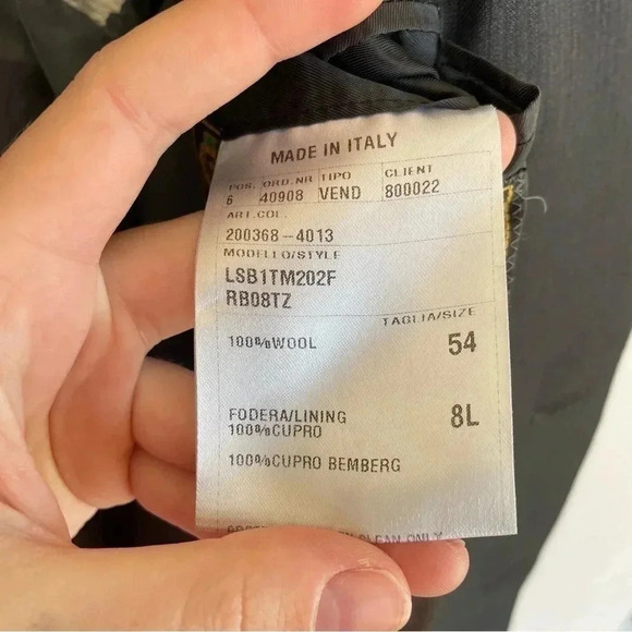 Loro Piana 100% Wool Italian Suit Jacket Men’s Business Coat Gray Blazer 54L - Picture 10 of 14